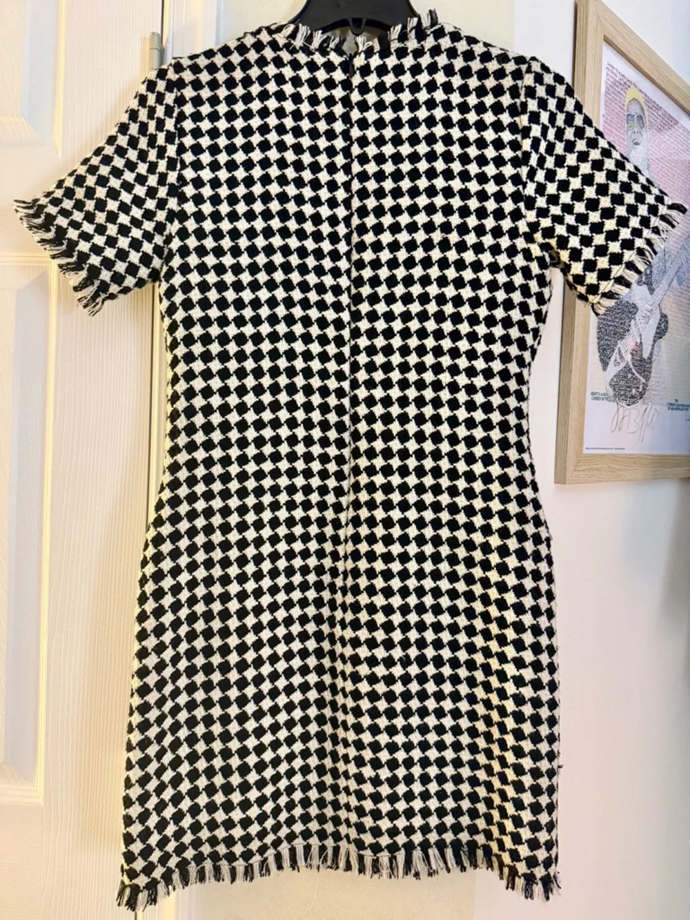 Black and White Tweed Sheath Mini Dress - Picture 4 of 6